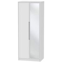 Monaco White Wardrobe - Tall 2ft 6in with Mirror