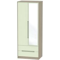 Monaco Mussel and Darkolino Wardrobe - Tall 2ft 6in with 2 Drawer and Mirror