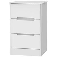 Monaco White Bedside Cabinet - 3 Drawer Locker