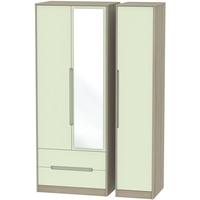 Monaco Mussel and Darkolino Triple Wardrobe - Tall with 2 Drawer and Mirror