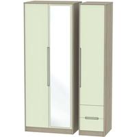 Monaco Mussel and Darkolino Triple Wardrobe - Tall with Mirror and 2 Drawer