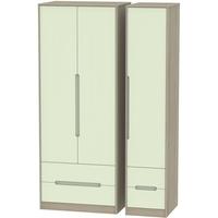 monaco mussel and darkolino triple wardrobe tall with drawer