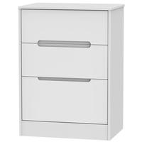 monaco white chest of drawer 3 drawer deep midi