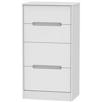 Monaco White Chest of Drawer - 4 Drawer Deep Midi