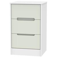 monaco kaschmir and white bedside cabinet 3 drawer locker