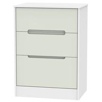 Monaco Kaschmir and White Chest of Drawer - 3 Drawer Deep Midi