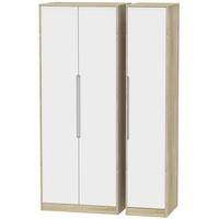 Monaco White Matt and Bardolino Triple Wardrobe - Tall Plain