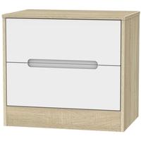 Monaco White Matt and Bardolino Chest of Drawer - 2 Drawer Midi