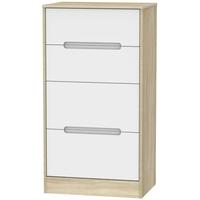 Monaco White Matt and Bardolino Chest of Drawer - 4 Drawer Deep Midi