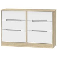 monaco white matt and bardolino chest of drawer 6 drawer midi