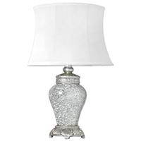 Mosaic Silver Sparkle Antique Silver Regency Small Lamp with White Trimmed Shade