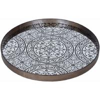 Moroccan Chocolate Large Round Medium Aged Mirror Tray