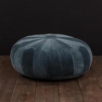 Moroccan Cotton Velvet Pouffe, Grey