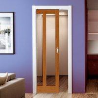 Montana Matterhorn Oak Single Pocket Door - Clear Glass