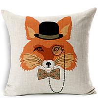 Modern Style Fox glasses Patterned Cotton/Linen Decorative Pillow Cover