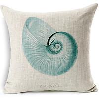 Modern Style Shell Patterned Cotton/Linen Decorative Pillow Cover