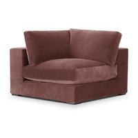 Modular Velvet Sofa Corner Element Chocolate