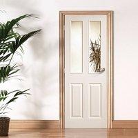 Moulded 2P/2L White Primed Door with Clear Safety Glass