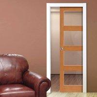 montana nevis oak single pocket door clear glass