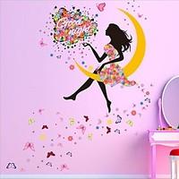 Moon Girl Wall Stickers Romantic Living Room Bedroom Background Wall Stickers Decorative Glass