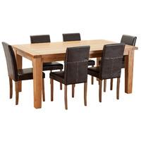 Molton Solid Oak 180cm Table with 6 Oakridge Chairs Brown