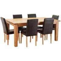 molton solid oak 180cm table with 6 oakridge chairs black