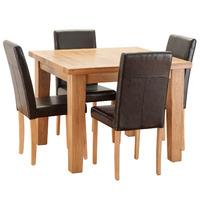 molton solid oak 100cm table with 4 oakridge chairs black