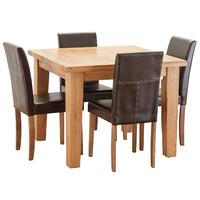 molton solid oak 100cm table with 4 oakridge chairs brown