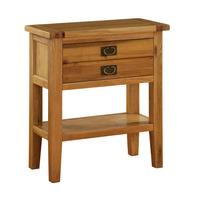 Molton Solid Oak 2 Drawer Lamp Table with Shelf