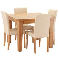 molton solid oak 100cm table with 4 oakridge chairs cream