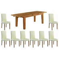 Molton Solid Oak 190-250cm Table with 8 Oakridge Chairs Cream