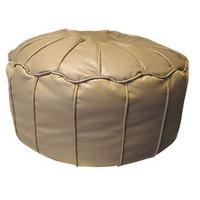 Moroccan Circular Faux Leather Footstool, Coffee, Faux Leather