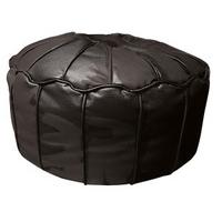 moroccan circular faux leather footstool black faux leather