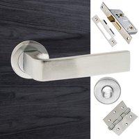 Monza Forme Designer Bathroom Lever on Contempo Round Rose - Satin Chrome Handle Pack