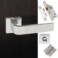 Monza Forme Designer Bathroom Lever on Minimal Square Rose - Polished Chrome Handle Pack