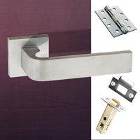 Monza Forme Designer Fire Lever on Minimal Square Rose - Satin Chrome Handle Pack