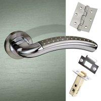 monaco mediterranean lever on rose satin nickel polished chrome handle ...