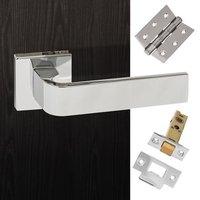 Monza Forme Designer Lever on Minimal Square Rose - Polished Chrome Handle Pack