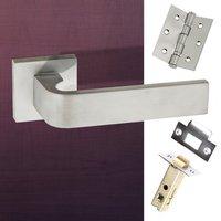 monza forme designer lever on minimal square rose satin chrome handle  ...