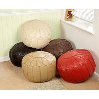 Moroccan Circular Faux Leather Footstool