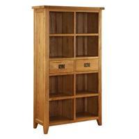 Molton Solid Oak 8 Shelf 2 Drawer Bookcase