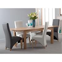 montana extending oak dining table set with 6 paris chairs