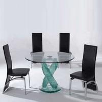 Monaco 4 Seater Dining Set In Clear Glass With Oslo Black Chairs
