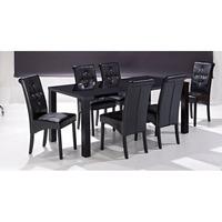 Morna Black High Gloss Finish Large Dining Table Only