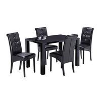 Morna Black High Gloss Finish Dining Table Only