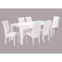 Morna White High Gloss Finish Large Dining Table And 6 Chairs