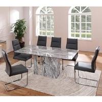 Moritz Marble Rectangular Dining Table With 4 Dining Chairs