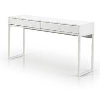 Moller Console Desk In Matt White With Metal Legs And 2 Drawers