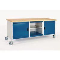 mobile storage bench 2000 wide with mpx top 2x500 cupboards with adjus ...