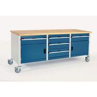 mobile heavy duty storage bench with 4 x 150 drawers 1 x 200 drawer an ...